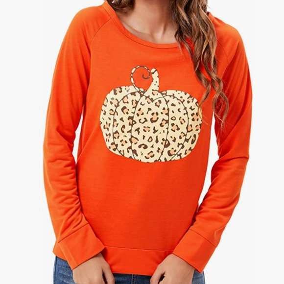 C.C. Boutique Tops Nwt Fleece Lined Cheetah Print Pumpkin Fall